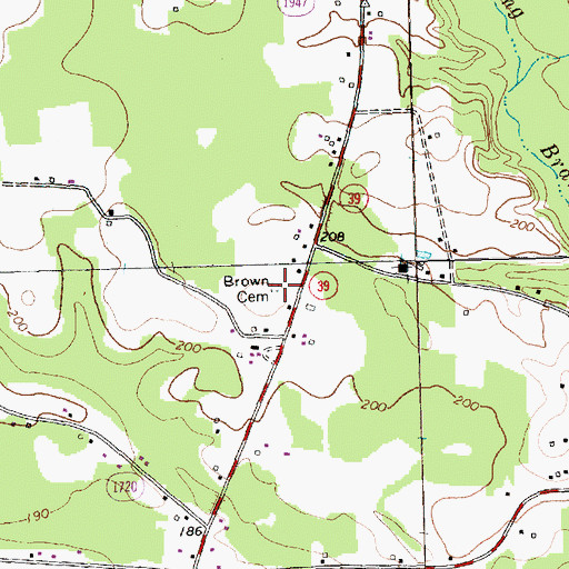 Topographic Map of Brown Cemetery, NC