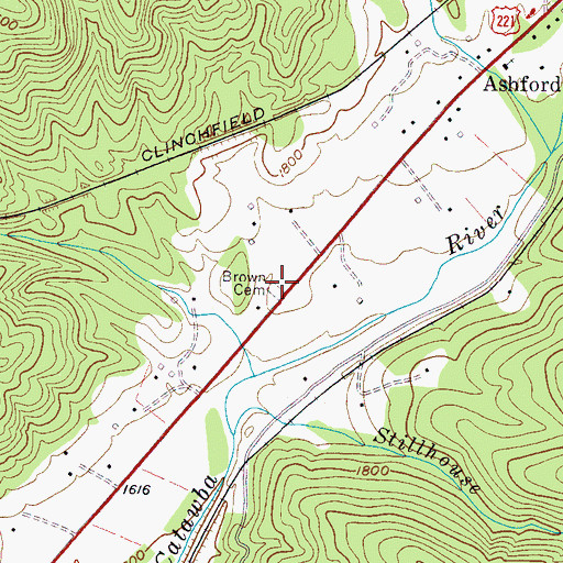 Topographic Map of Brown Cemetery, NC