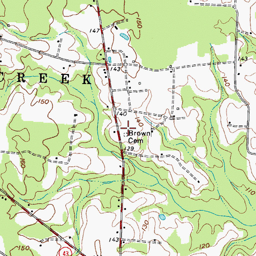 Topographic Map of Brown Cemetery, NC