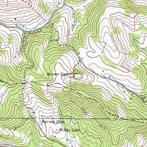 Topographic Map of Brown Cemetery, NC