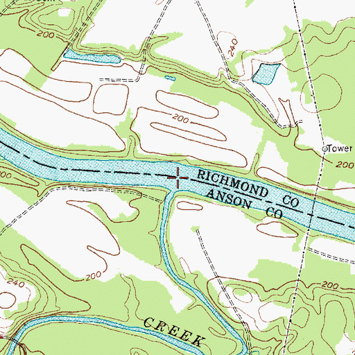 Topographic Map of Brown Creek, NC