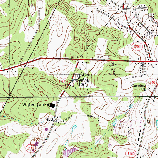 Topographic Map of Brown Hill Church, NC