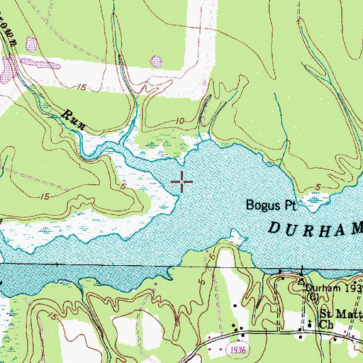 Topographic Map of Brown Run, NC
