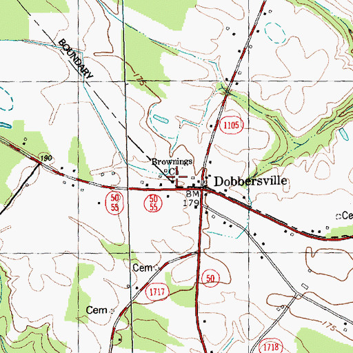 Topographic Map of Brownings Church, NC
