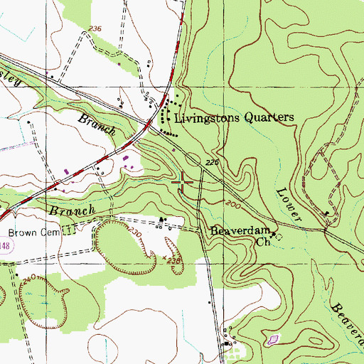 Topographic Map of Browns Branch, NC