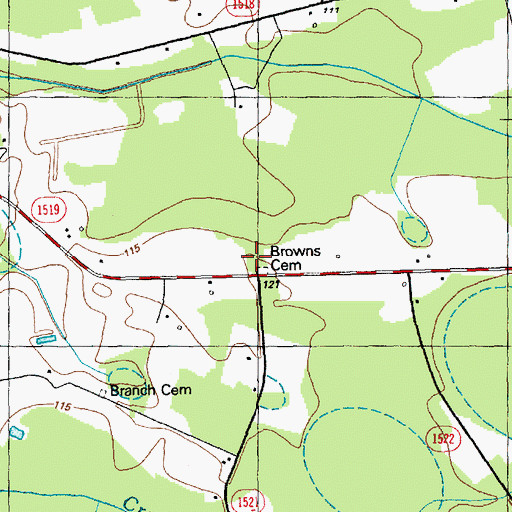Topographic Map of Browns Cemetery, NC