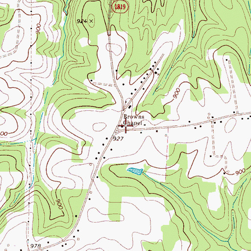 Topographic Map of Browns Chapel, NC