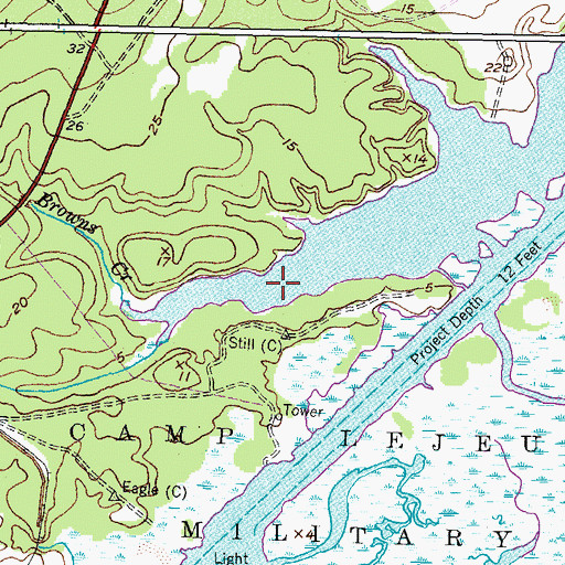 Topographic Map of Browns Creek, NC