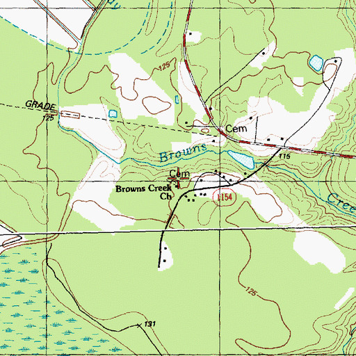 Topographic Map of Browns Creek Church, NC