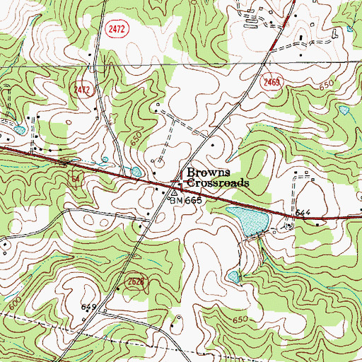 Topographic Map of Browns Crossroads, NC