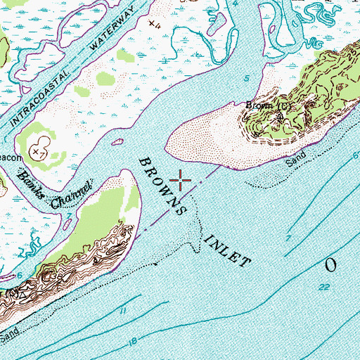 Topographic Map of Browns Inlet, NC