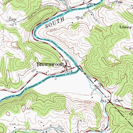 Topographic Map of Brownwood, NC