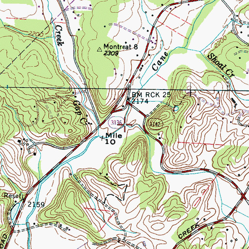 Topographic Map of Brush Creek, NC
