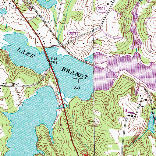 Topographic Map of Brush Creek, NC