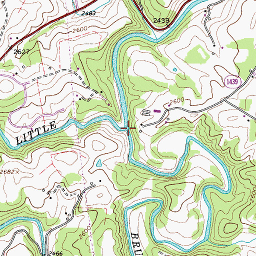Topographic Map of Brush Creek, NC