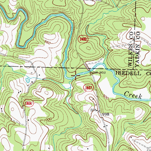 Topographic Map of Brushy Creek, NC