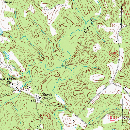 Topographic Map of Brushy Creek, NC