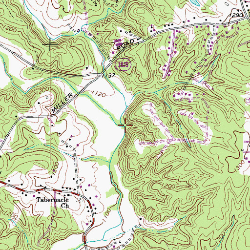 Topographic Map of Brushy Fork, NC
