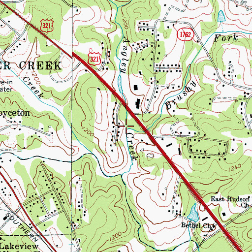 Topographic Map of Brushy Fork, NC