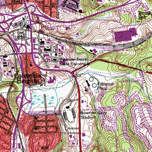 Topographic Map of Brushy Fork, NC