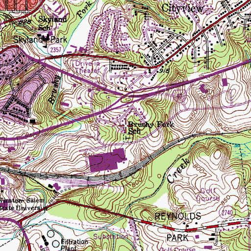 Topographic Map of Brushy Fork School, NC