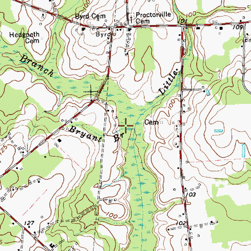 Topographic Map of Bryant Branch, NC