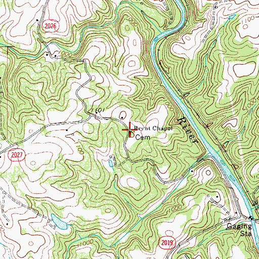 Topographic Map of Bryant Chapel, NC