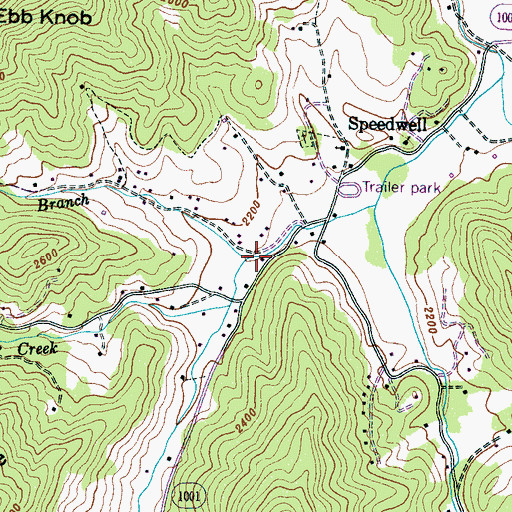 Topographic Map of Bryson Branch, NC