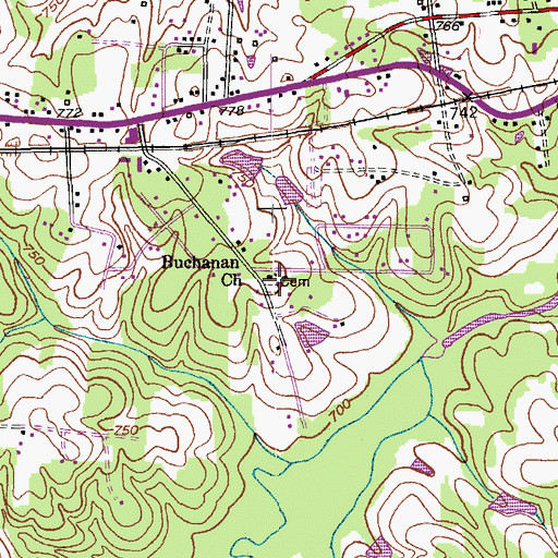 Topographic Map of Buchanan Church, NC