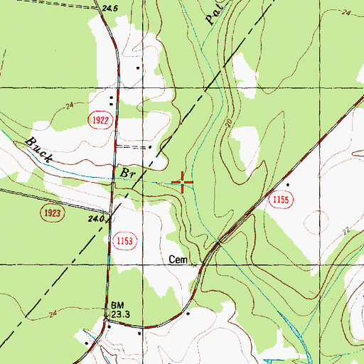Topographic Map of Buck Branch, NC