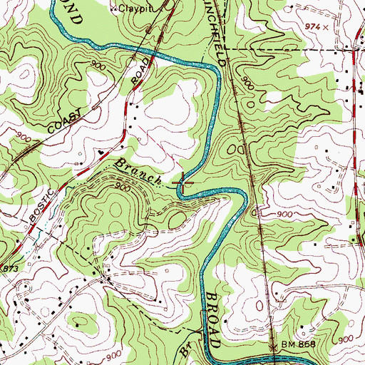 Topographic Map of Buck Branch, NC