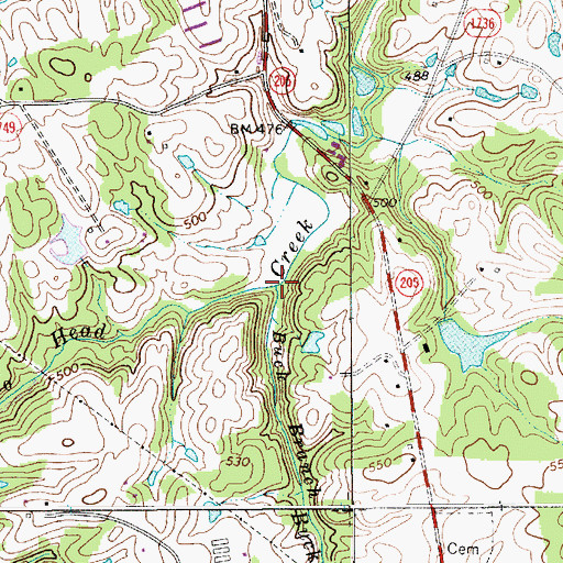 Topographic Map of Buck Branch, NC