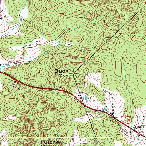 Topographic Map of Buck Mountain, NC