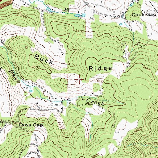 Topographic Map of Buck Ridge, NC