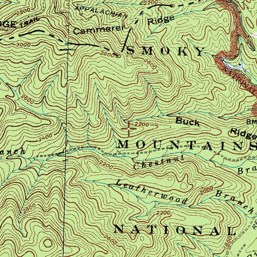 Topographic Map of Buck Ridge, NC