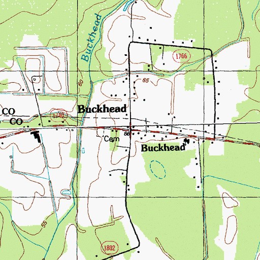 Topographic Map of Buckhead, NC