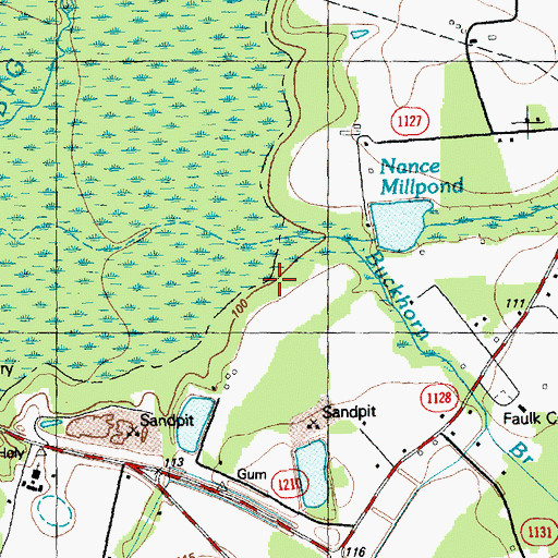 Topographic Map of Buckhorn Branch, NC