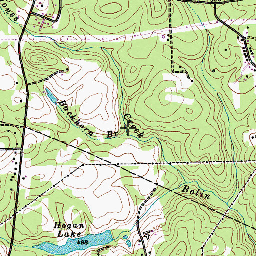 Topographic Map of Buckhorn Branch, NC