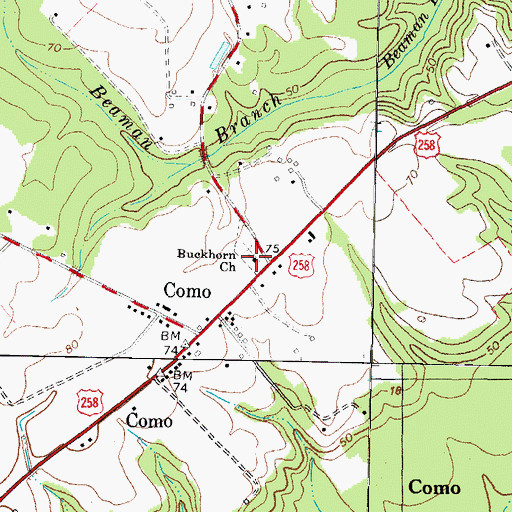 Topographic Map of Buckhorn Church, NC