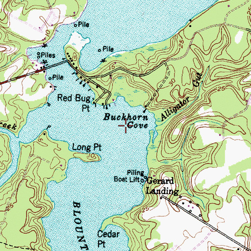 Topographic Map of Buckhorn Cove, NC