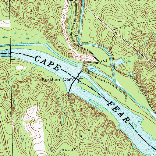 Topographic Map of Buckhorn Dam, NC