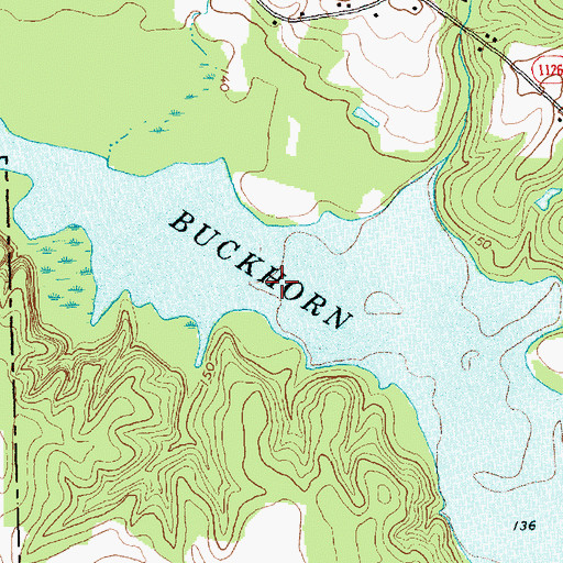 Topographic Map of Buckhorn Reservoir, NC
