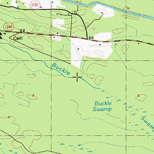 Topographic Map of Buckle Swamp, NC