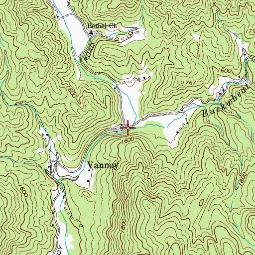 Topographic Map of Buckwheat Branch, NC