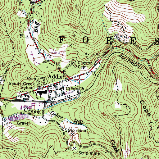 Topographic Map of Buff Creek, NC