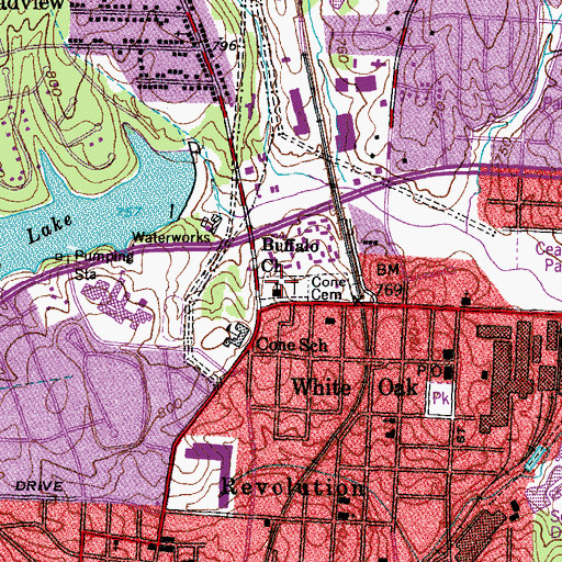 Topographic Map of Buffalo Church, NC