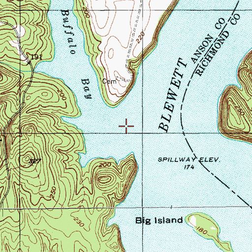 Topographic Map of Buffalo Creek, NC