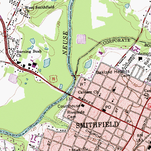 Topographic Map of Buffalo Creek, NC