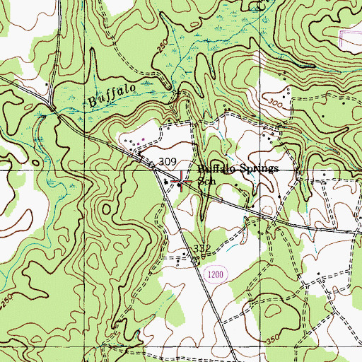 Topographic Map of Buffalo Springs School, NC