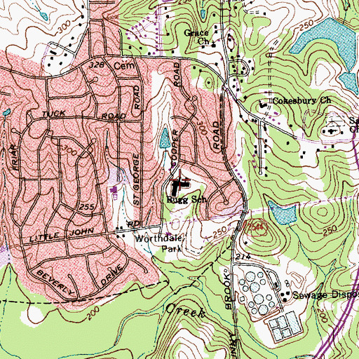 Topographic Map of Charles R Bugg Magnet Elementary School, NC